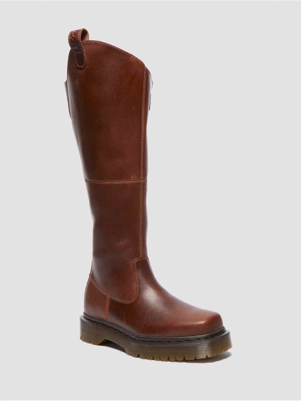 Dr. Martens Tall Brown Leather Heeled Boots | Amaayah Knee High Boot